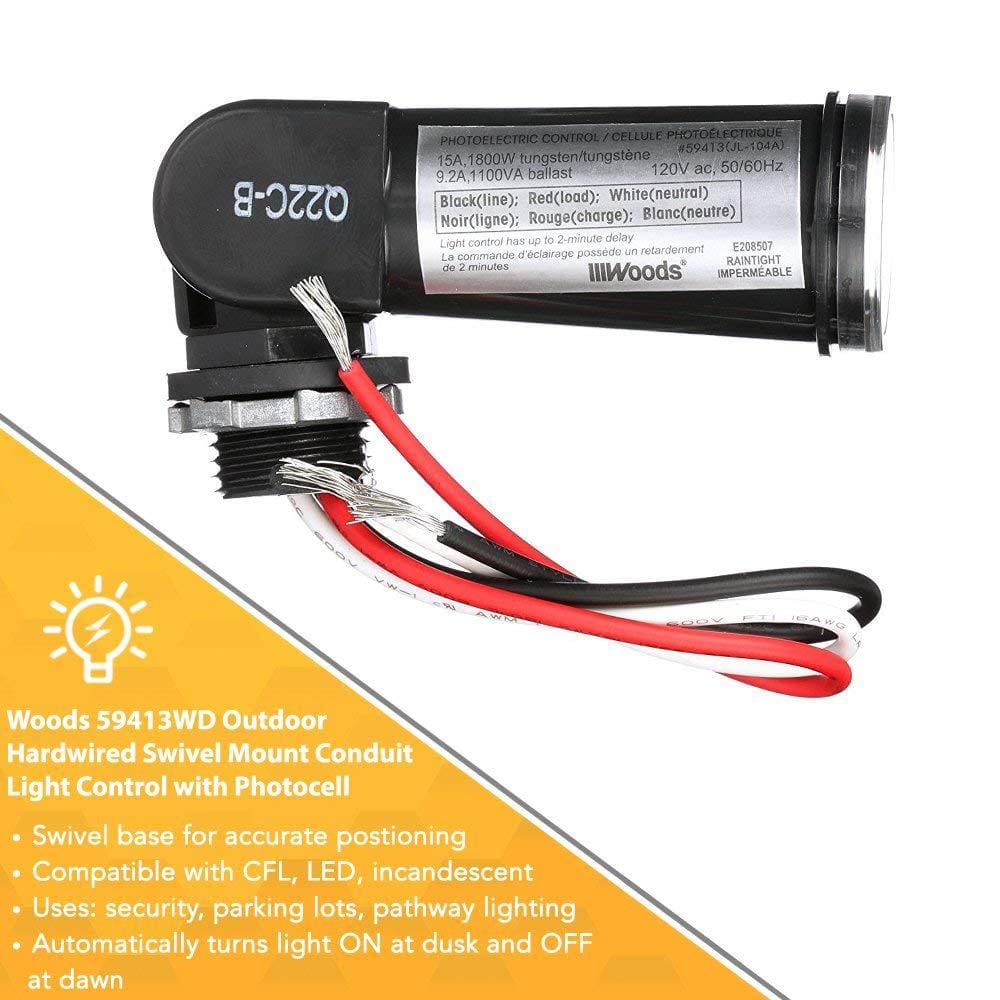 Black Outdoor Photoelectric Light Control with Swivel Mount