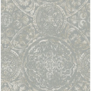 Ibiza Gray, Gold, and Off-White Medallion Paper Strippable Roll (Covers 56.05 sq. ft.)