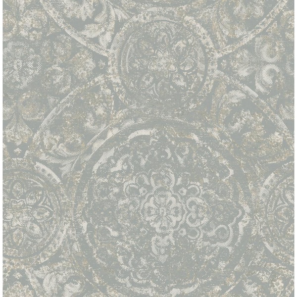 Seabrook Designs Ibiza Gray, Gold, and Off-White Medallion Paper Strippable Roll (Covers 56.05 sq. ft.)