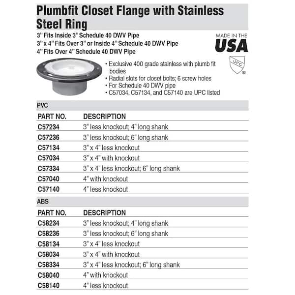 JONES STEPHENS 7 in. O.D. Plumbfit ABS Closet (Toilet JONES STEPHENS 7 in. O.D. Plumbfit ABS Closet (Toilet