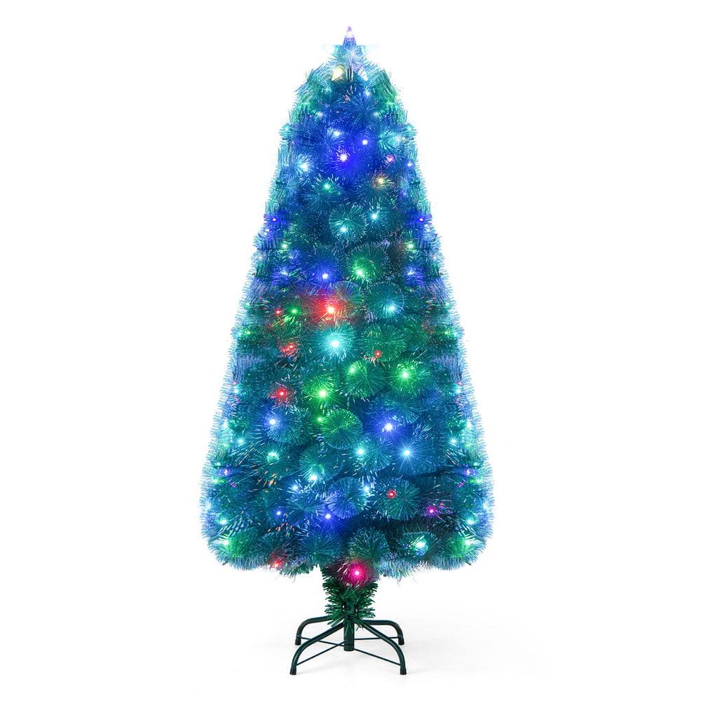 Earthflora > Multi - Colored Lighted Artificial Christmas Trees > 5' Silver  Iridescent