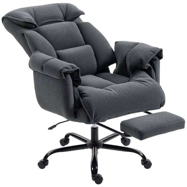 Executive Polyester Reclining Swivel High Back Ergonomic Office Chair in Dark Gray with Adjustable Height