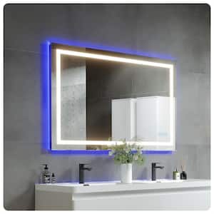 Deco 42 in. W x 30 in. H Wall Mounted Vanity Bathroom Mirror in Aluminum