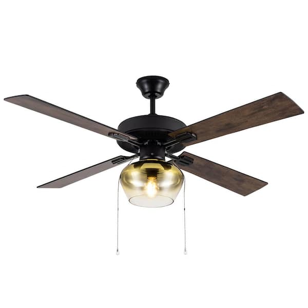 River of Goods Iza 52 in. LED Indoor Black and Amber Ceiling Fan with Light
