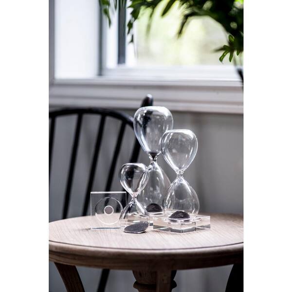A & B Home Ferdinand Black Sand, Clear Decorative Hour Glasses