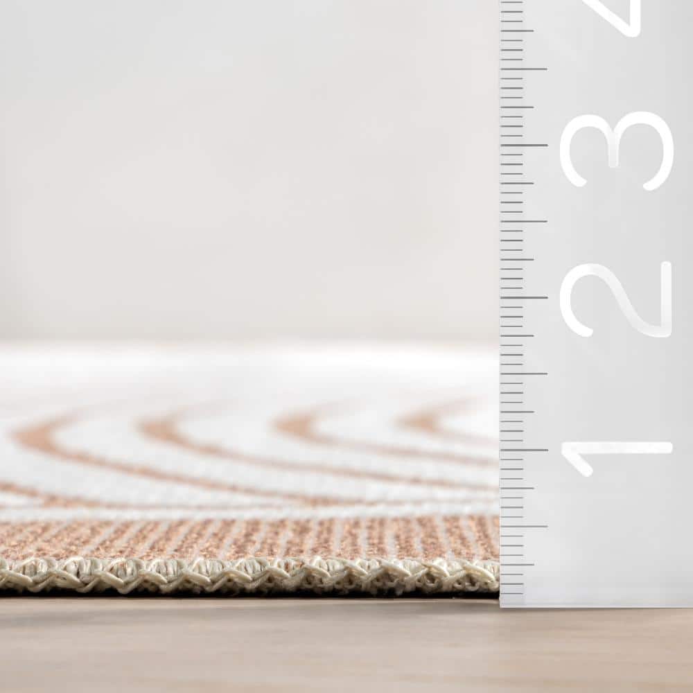 Burnt Orange and White Geometric Reversible 4' x 6' Area Rug