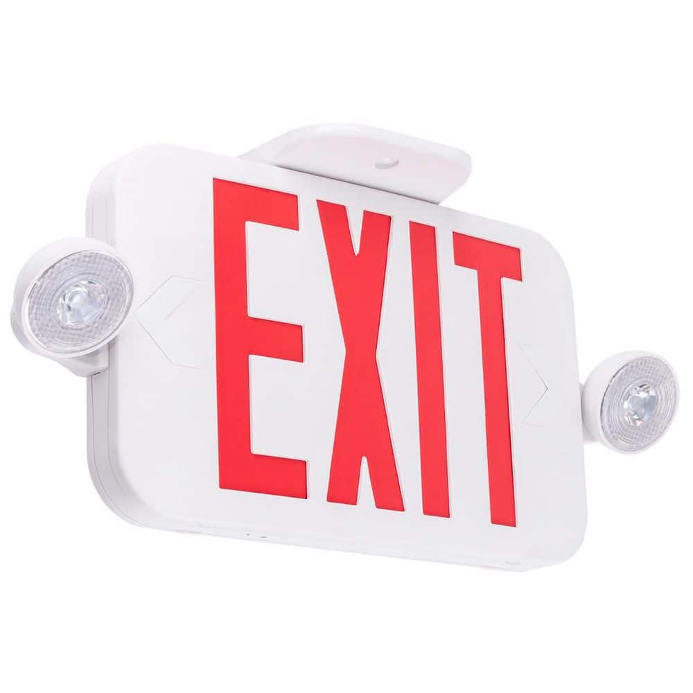 120/277-Volt Integrated LED White Emergency Light with Exit Sign, 2 Adjustable Head Lights and Double Face, 1-Pack price history on PriceWatchPro