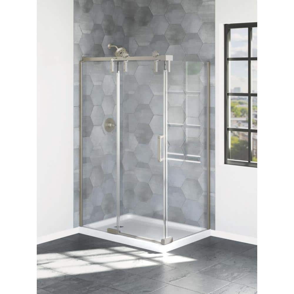 Sunny Shower Sliding Corner Glass Round Shower Enclosure, Quadrant Shower Cubicle Clear Glass Shower Door No Base, 36 7/10 in.W x 36 7/10 in.D x 71 4/