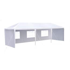 10 ft. x 30 ft. Canopy Tent Outdoor Gazebo with 5-Removable Sidewalls in White