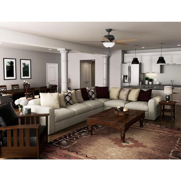 Hunter - Reveille 60 in. Indoor Matte Black Ceiling Fan with Light Kit Included