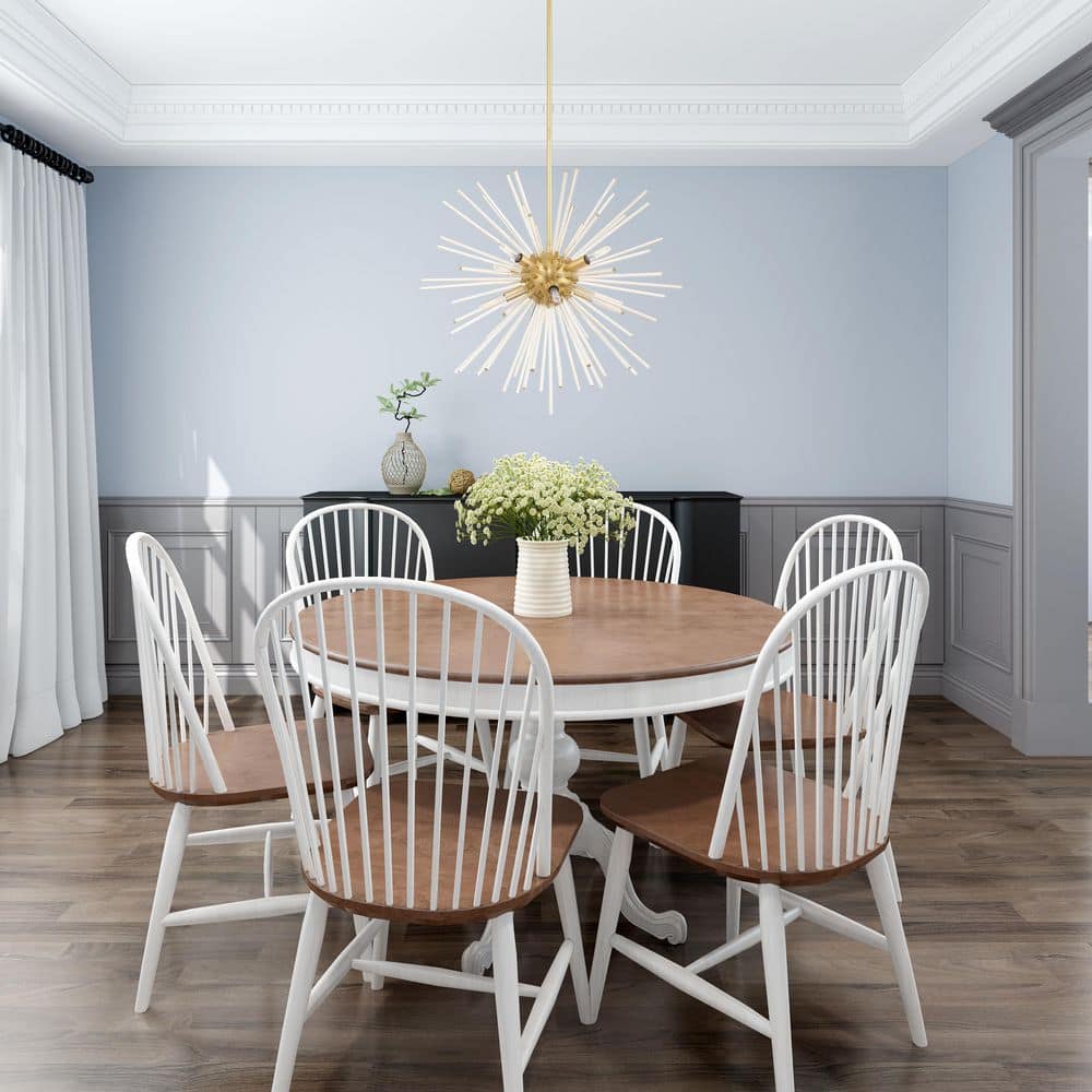 Elegant Utopia 8-Light Satin Brass Chandelier with Crystal Rods