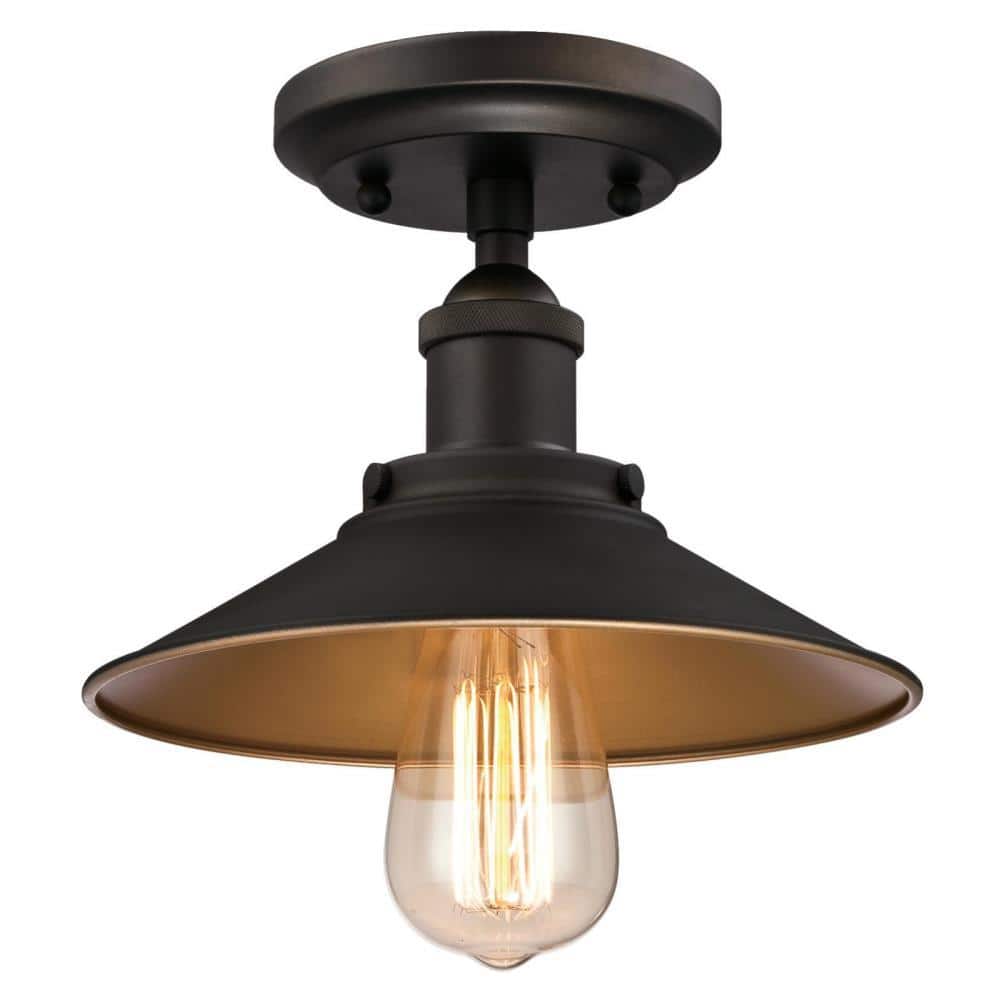 Louis 9" Oil Rubbed Bronze Aluminum Semi-Flush Globe Ceiling Fixture