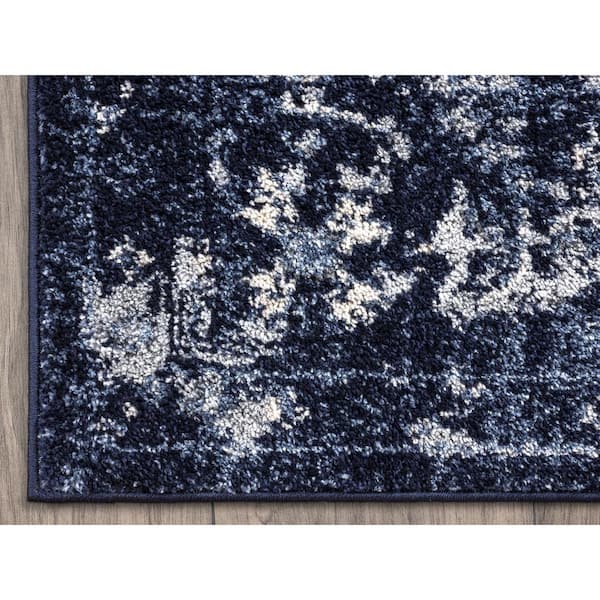 Troy Navy 5 ft. 3 ft. x 7 ft. 6 in. Oriental Polypropylene Area Rug