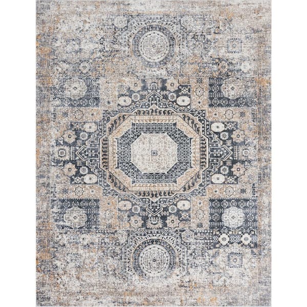 10 ft. x 14 ft. Beige Sonoma Tribal Polyester Area Rug