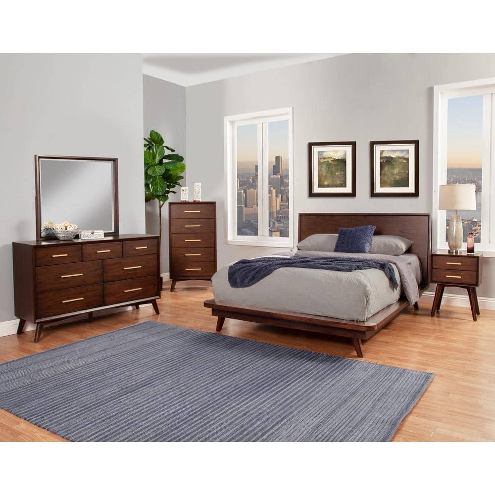 Gramercy Transitional Walnut 2-Drawer Nightstand