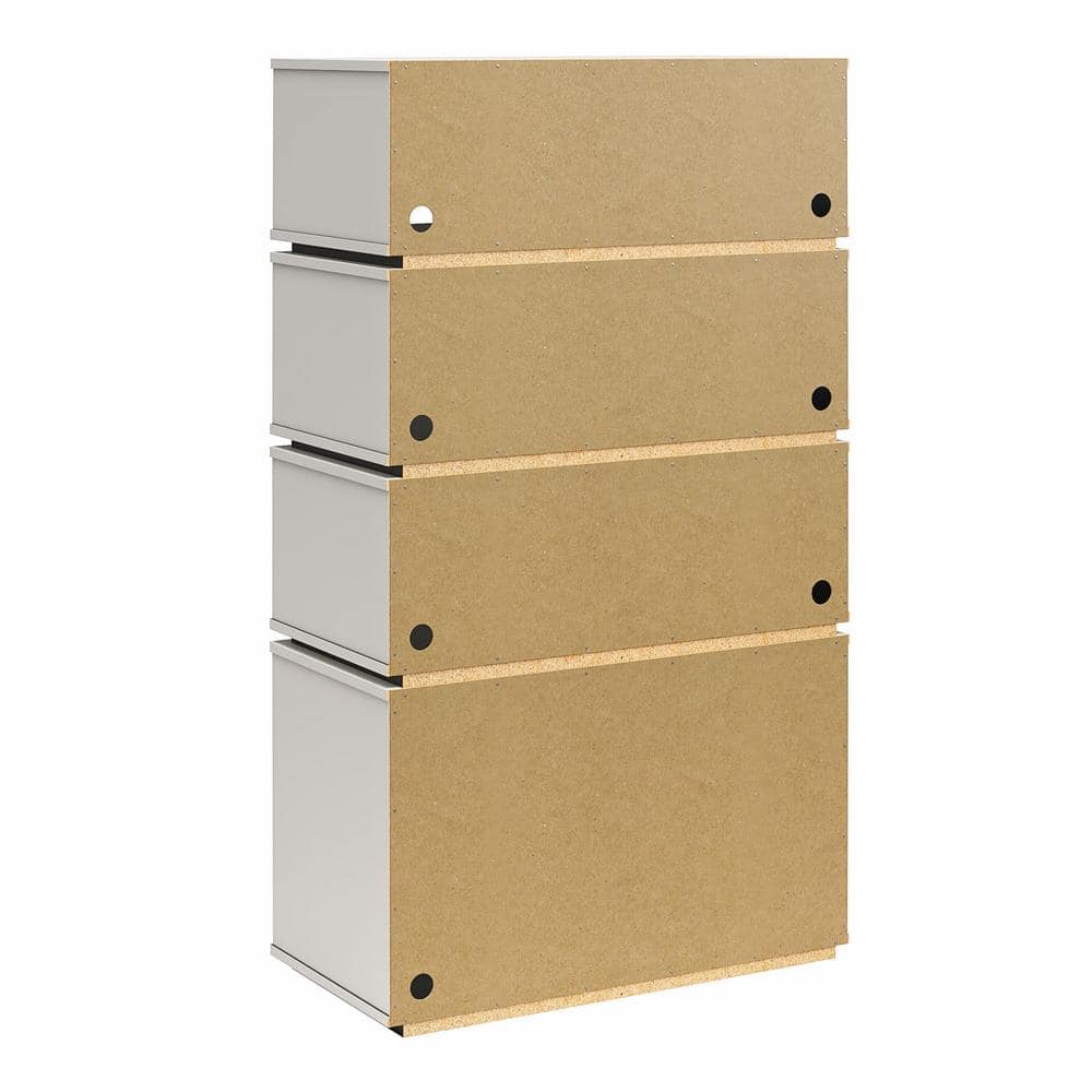 White and Black Adjustable Wood Display Storage Unit