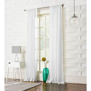 White Solid Rod Pocket Sheer Curtain - 50 in. W x 95 in. L