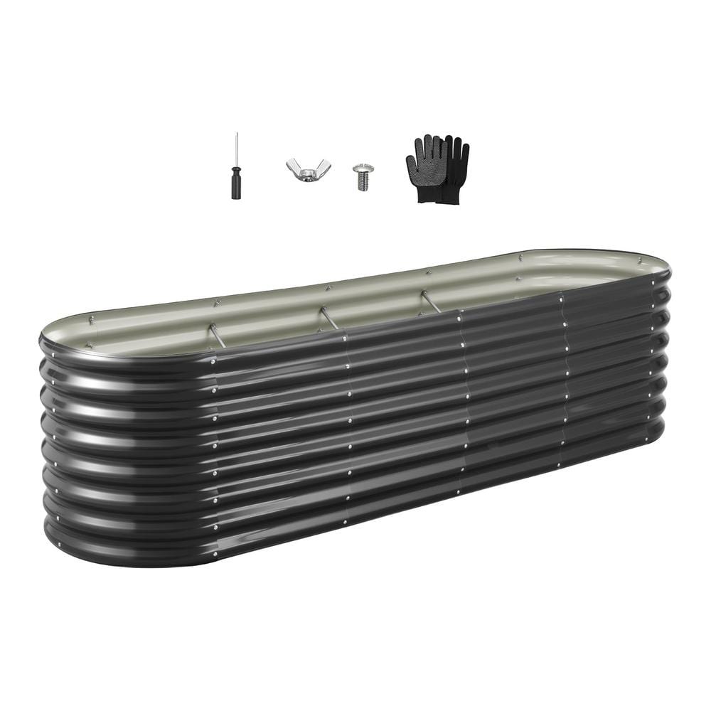 8 x 2 x 2 ft. Oval Metal Raised Garden Bed, Galvanized Long Planter with 12 X-Bars, Dark Gray price history on PriceWatchPro