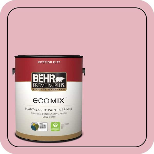 1 gal. #M140-3 Premium Pink Flat EcoMix Plant-Based Interior Paint & Primer