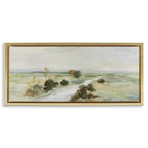 Valley Creek Landscape by Silvia Vassileva Gold Floater Frame Nature Graphic Art Print 14 in. x 31 in.