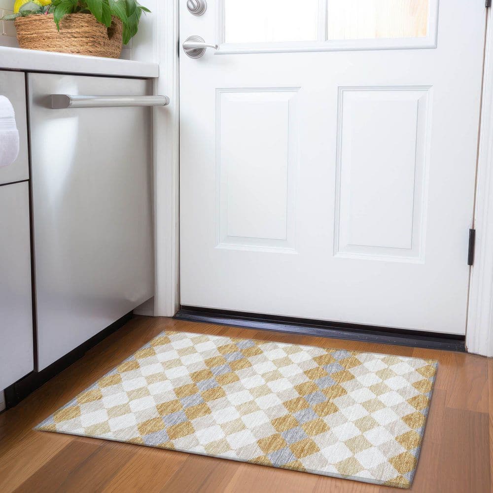Mayfield Premium Machine Washable Abstract AMF1007 Gold 2 ft. x 3 ft. Area Rug price history on PriceWatchPro