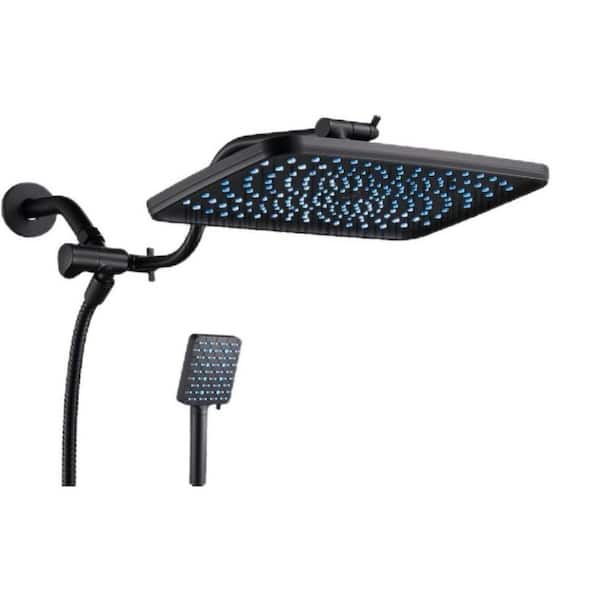 Cubilan 12 in. Shower Head Combo, High Pressure Handheld Extension Arm Height Adjustable – 9-Spray Filters, Matte Black