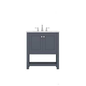 Wilmington 30 in. W x 34.2 in. H x 22 in. D Bath Vanity in Gray with Marble Vanity Top with White Basin