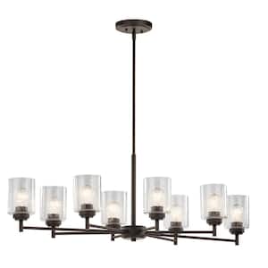 Winslow 8-Light Olde Bronze Contemporary Shaded Oval Chandelier for Dining Room