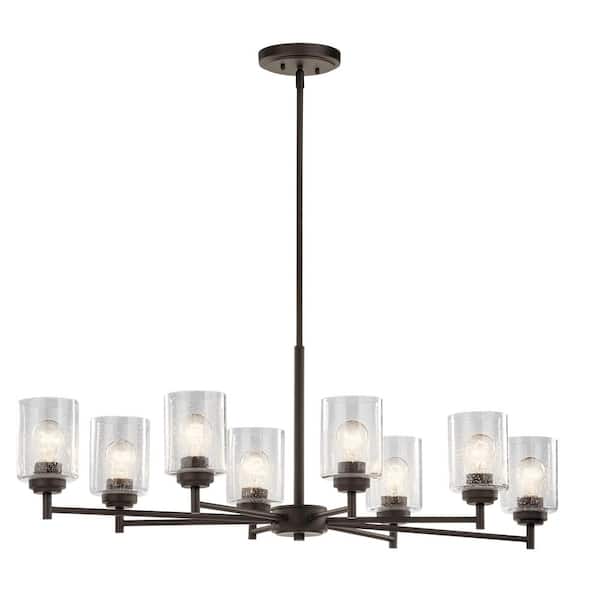 KICHLER Winslow 8-Light Olde Bronze Contemporary Shaded Oval Chandelier for Dining Room