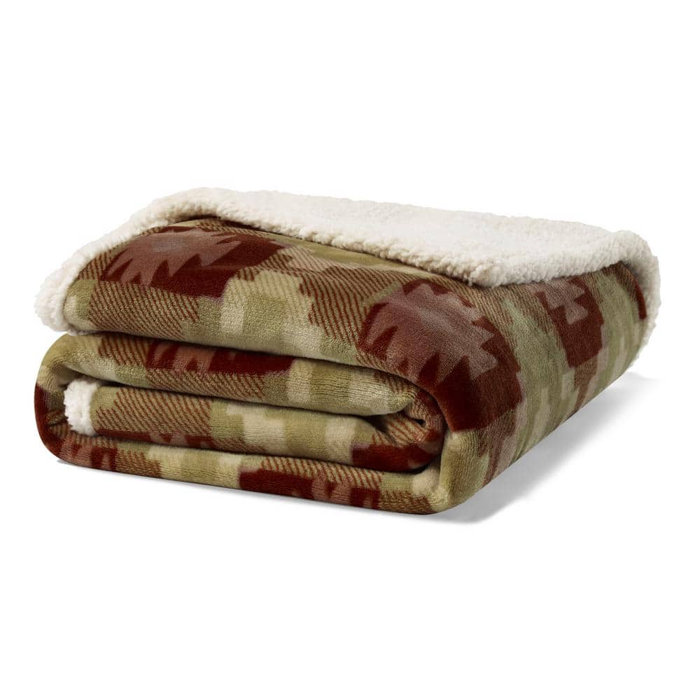 Eddie Bauer Printed Plush Fleece/Sherpa Throw Blanket & Reviews