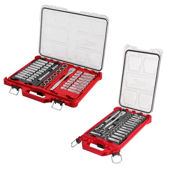 1/2 in. and 3/8 in. Drive SAE/Metric Ratchet and Socket Mechanics Tool Set with PACKOUT Case (79-Piece)