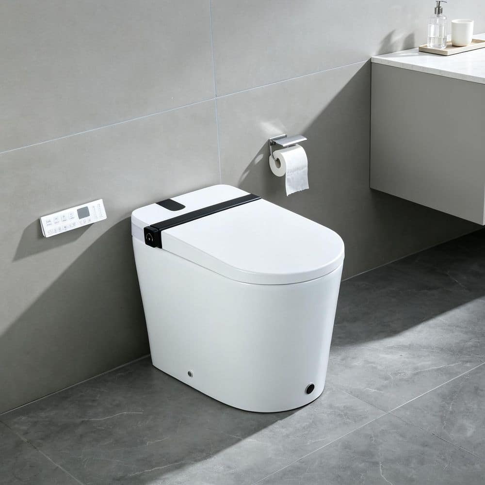 RKZHOPT Tankless Elongated Smart Bidet Toilet 1.28 GPF in White