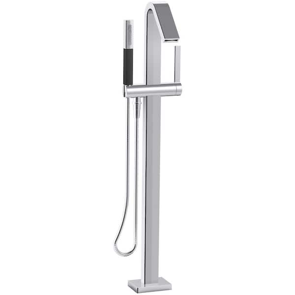 KOHLER Loure Single-Handle Floor Mount Freestanding Tub Faucet with Hand Shower in Vibrant Polished Nickel