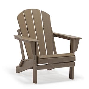 Weathered Wood Folding Plastic Outdoor Adirondack Chair