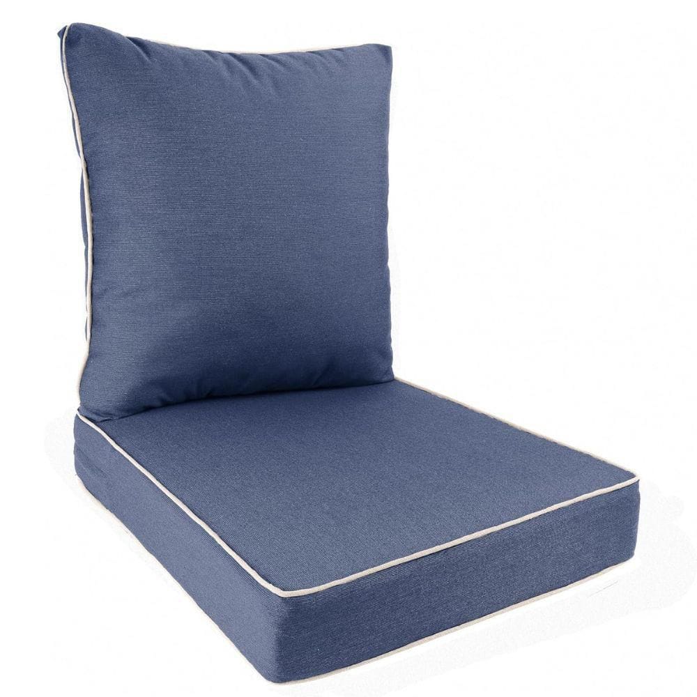 Sunbrella Outdoor Deep Seat Lounge Chair Patio Cushion Set (Seat Lounge Chair and Back), w/ Contrast Cord (Indigo) 23x24 price history on PriceWatchPro