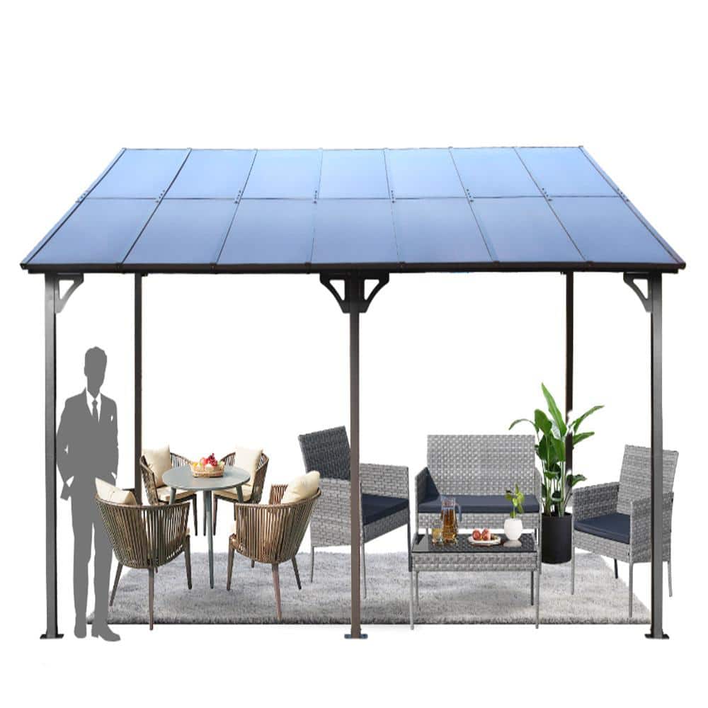 10 ft. x 14 ft. Outdoor Pergola Gazebo,Wall-Mounted Lean to Metal Awning Gazebo with Roof,Large Heavy Duty price history on PriceWatchPro