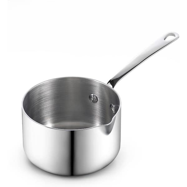 Cooks Standard 0.68 qt. Multi-Ply Clad Stainless Steel Butter Warmer Small Sauce Pan, Mini Butter Chocolate Melting Pot with Pour Spout