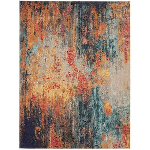 Celestial Multicolor 7 ft. x 10 ft. Abstract Contemporary Area Rug