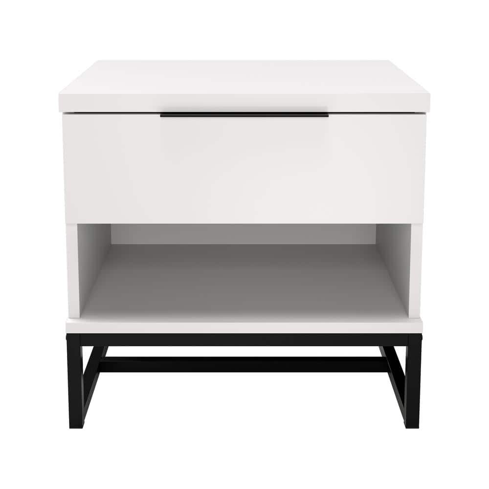 Boyd Sleep Catania Single Drawer with Storage Cubby White Nightstand