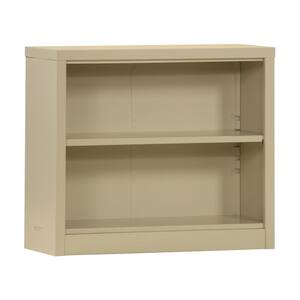 30 in. Putty Metal 2-shelf Standard Bookcase with Adjustable Shelves