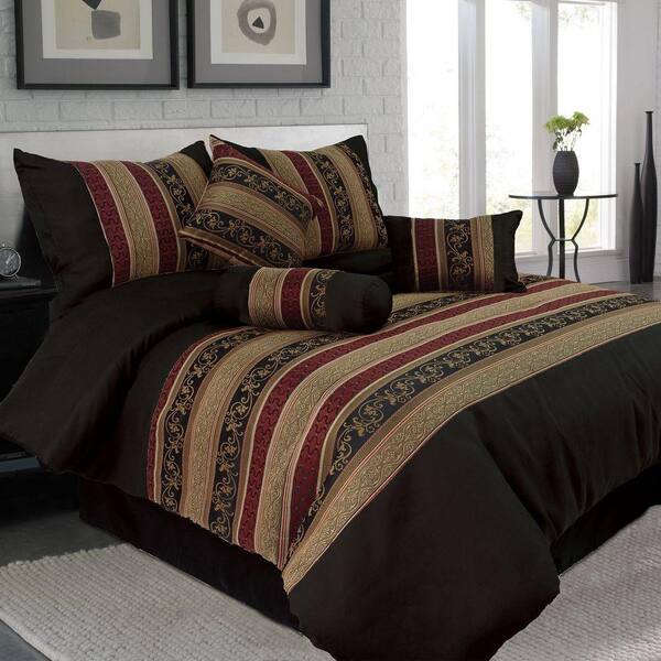 Lavish Home King Lily Jacquard Comforter Set (7-Piece)