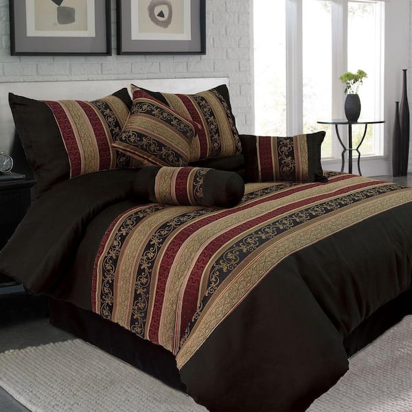 Lavish Home Queen Lily Jacquard Comforter Set (7-Piece)