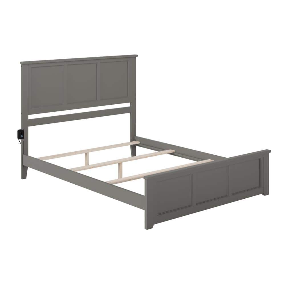 Elegant Queen Upholstered Bed Frame with Wood Headboard and Storage Drawer