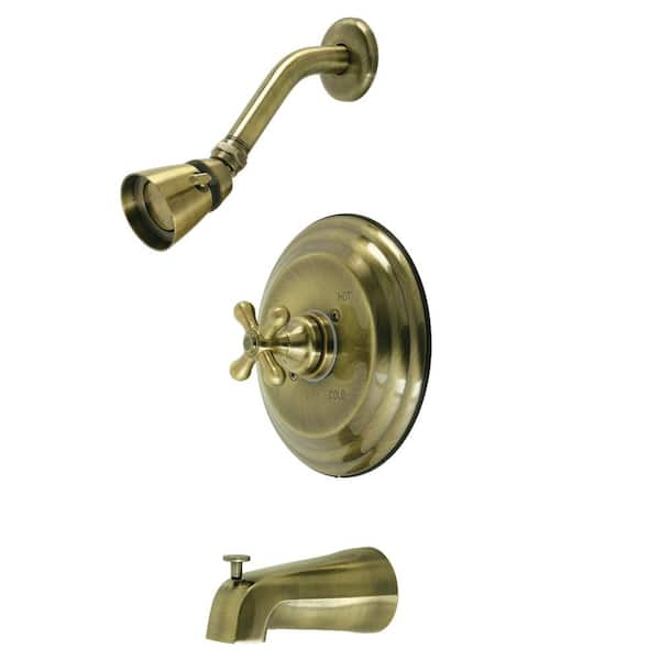 Kingston Brass Restoration Single Handle 1-Spray Tub and Shower Faucet 2 GPM with Pressure Balance in Antique Brass