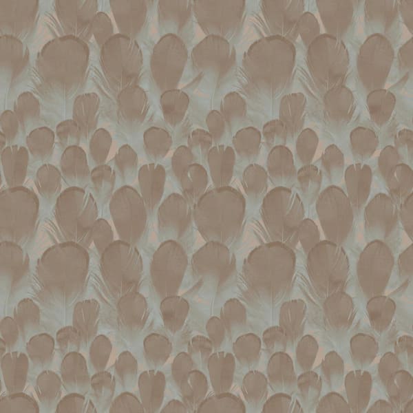 York Wallcoverings Brown and Turquoise Feathers Vinyl Paper Unpasted Matte Wallpaper (21 in. x 33 ft.)