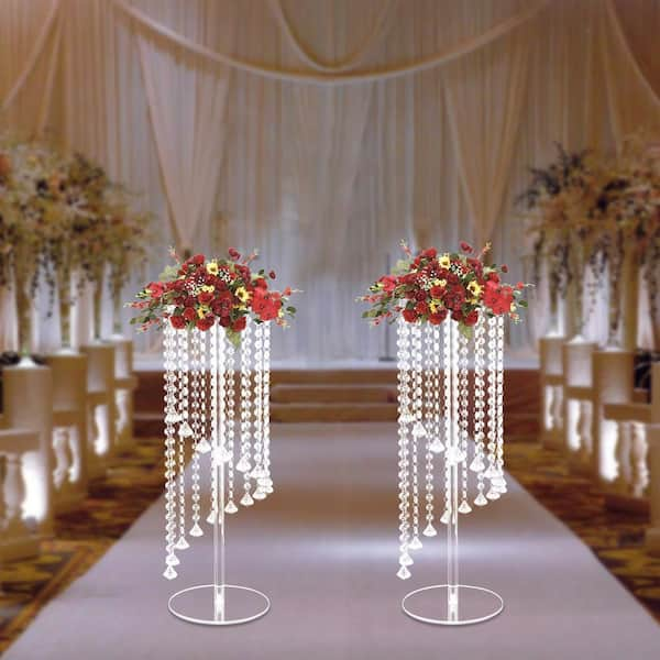 2Pcs 23.6 inch-35.4in Tall Wedding Centerpieces Flower Vases Crystal  Display Urn