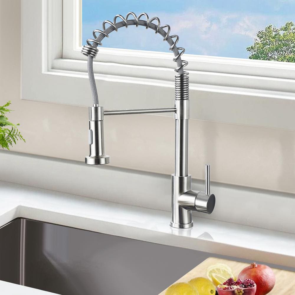 Brushed Nickel Single Handle Pull Down Kitchen Faucet