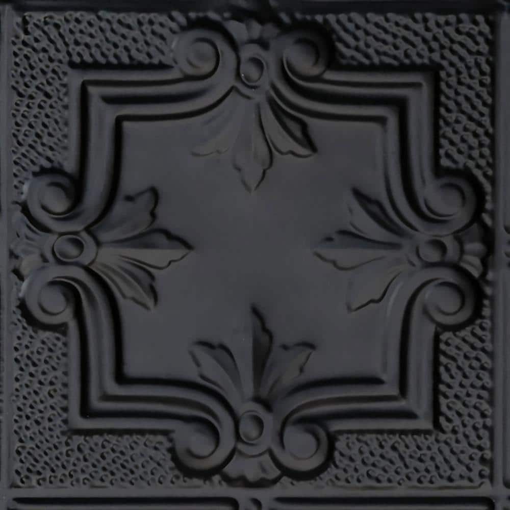 Take Home Sample - Antoinette Satin Black 1 ft. x 1 ft. Decorative Tin Style Nail Up Ceiling Tile (1 sq. ft./case) price history on PriceWatchPro