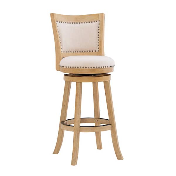 Linon Home Decor Tucker Natural Driftwood Upholstered Swivel Barstool
