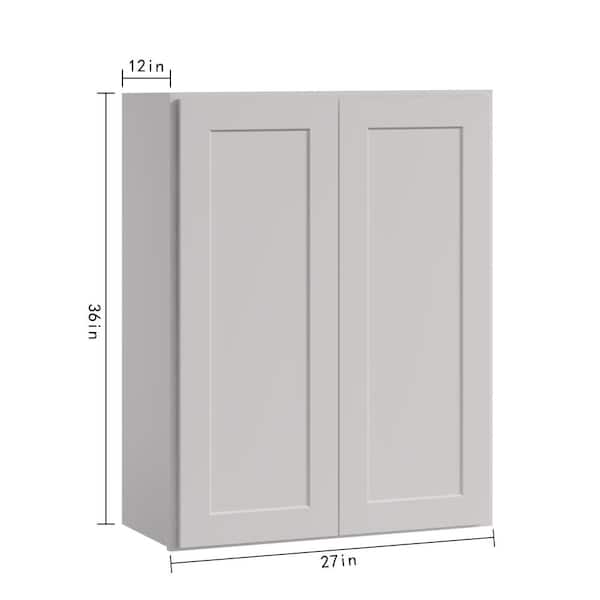 27 in W x 12 in D x 30 in H in Shaker Dove Plywood Ready to Assemble Kitchen Wall Cabinet with Doors and Shelves
